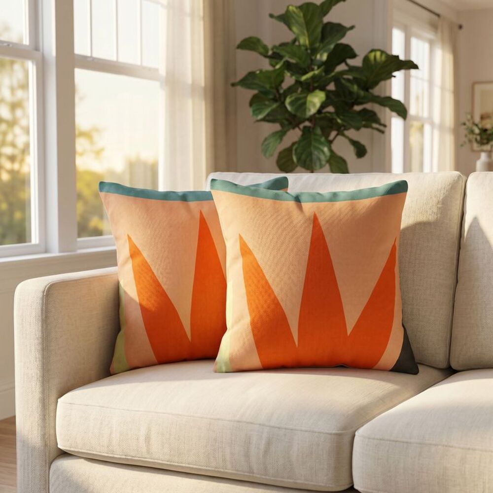 2pcs Linen Throw Pillow Cover Contemporary Decorative Pillow Cover 18 x 18 Inch